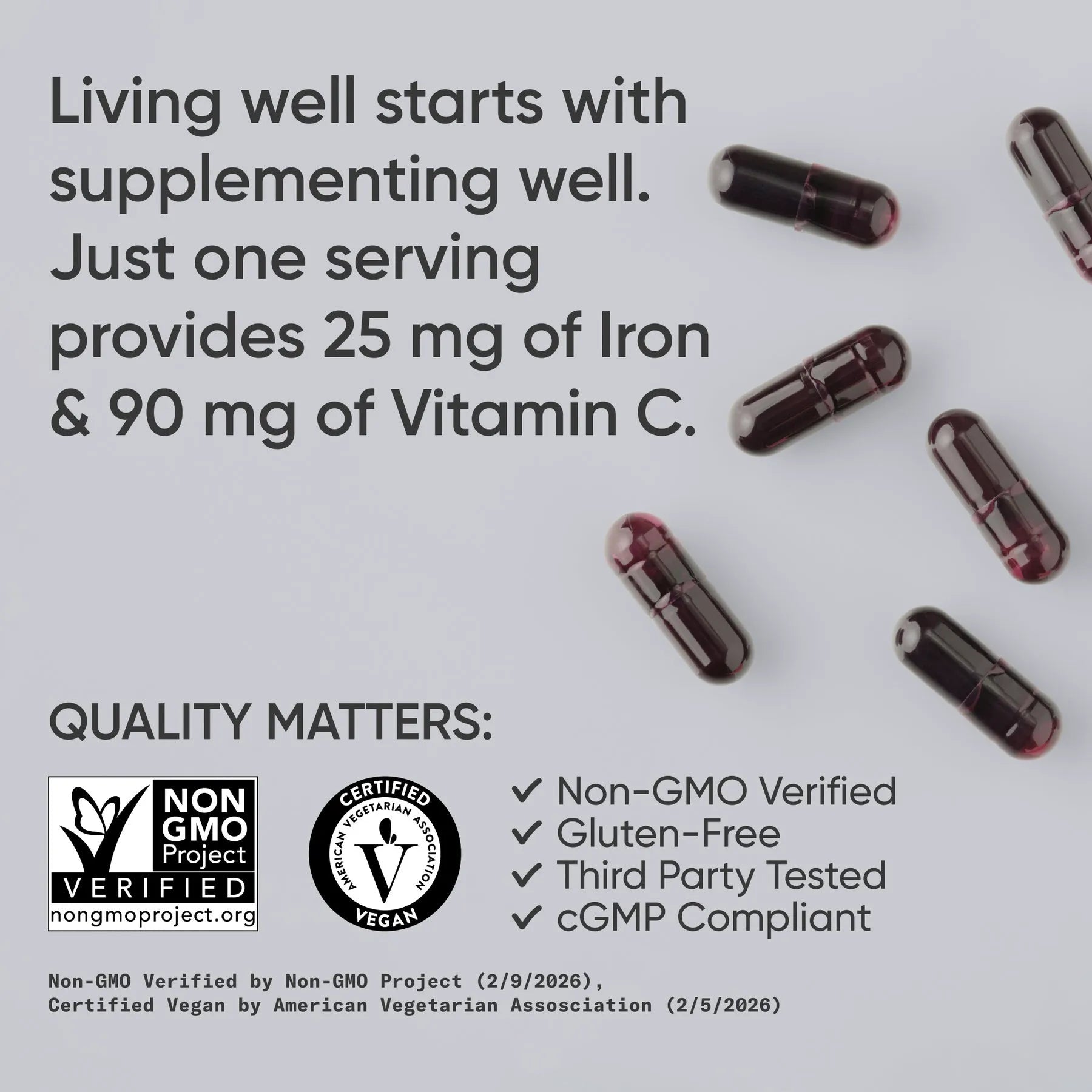 25 MG IRON | 90 MG VITAMIN C  / 90 Liquid Veggie Capsules