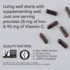 25 MG IRON | 90 MG VITAMIN C  / 90 Liquid Veggie Capsules