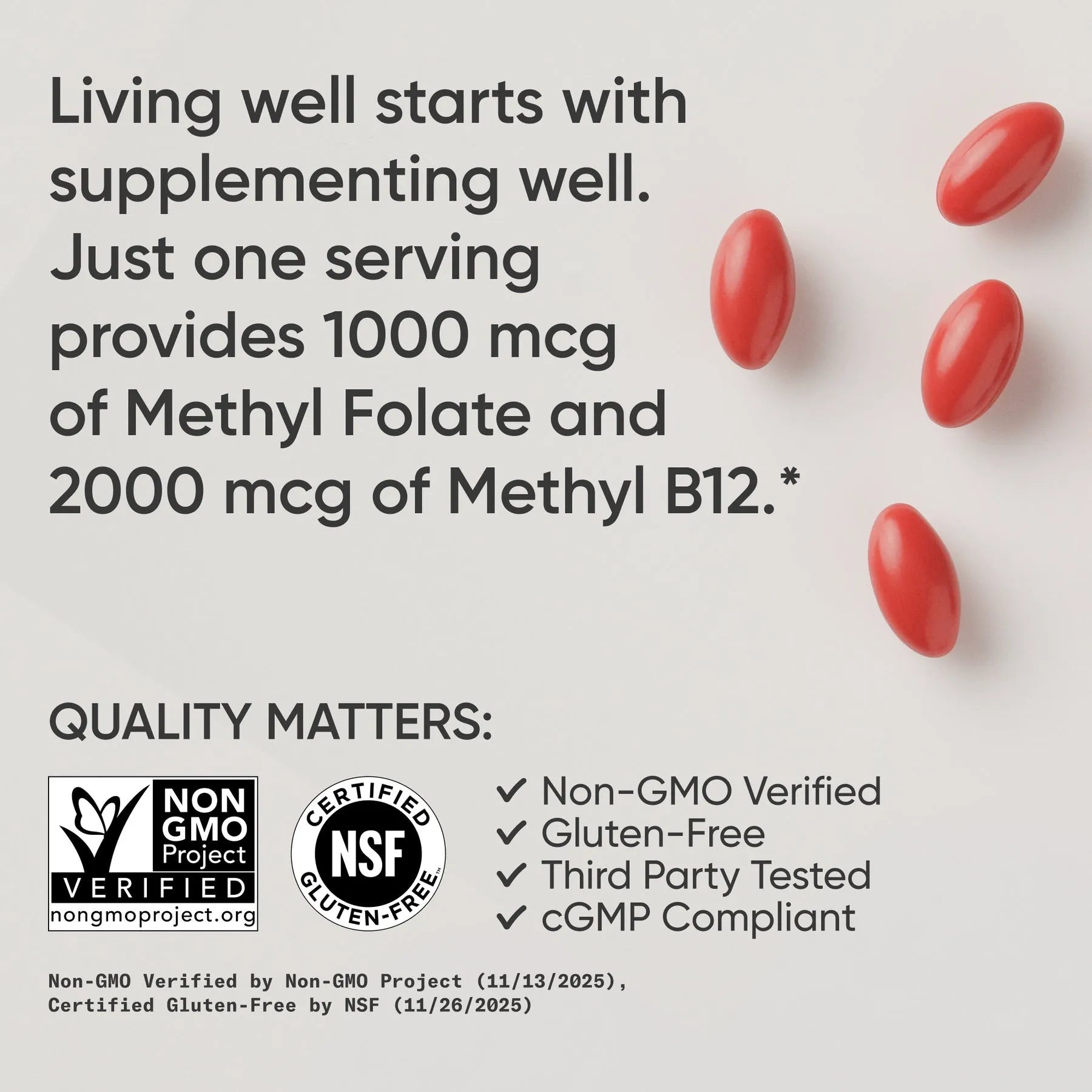 1000 MCG FOLATE + 2000 MCG B12 / 90 Veggie Softgels