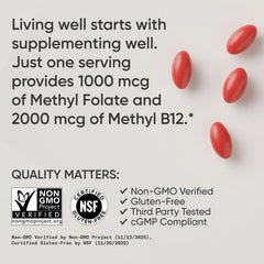1000 MCG FOLATE + 2000 MCG B12 / 90 Veggie Softgels