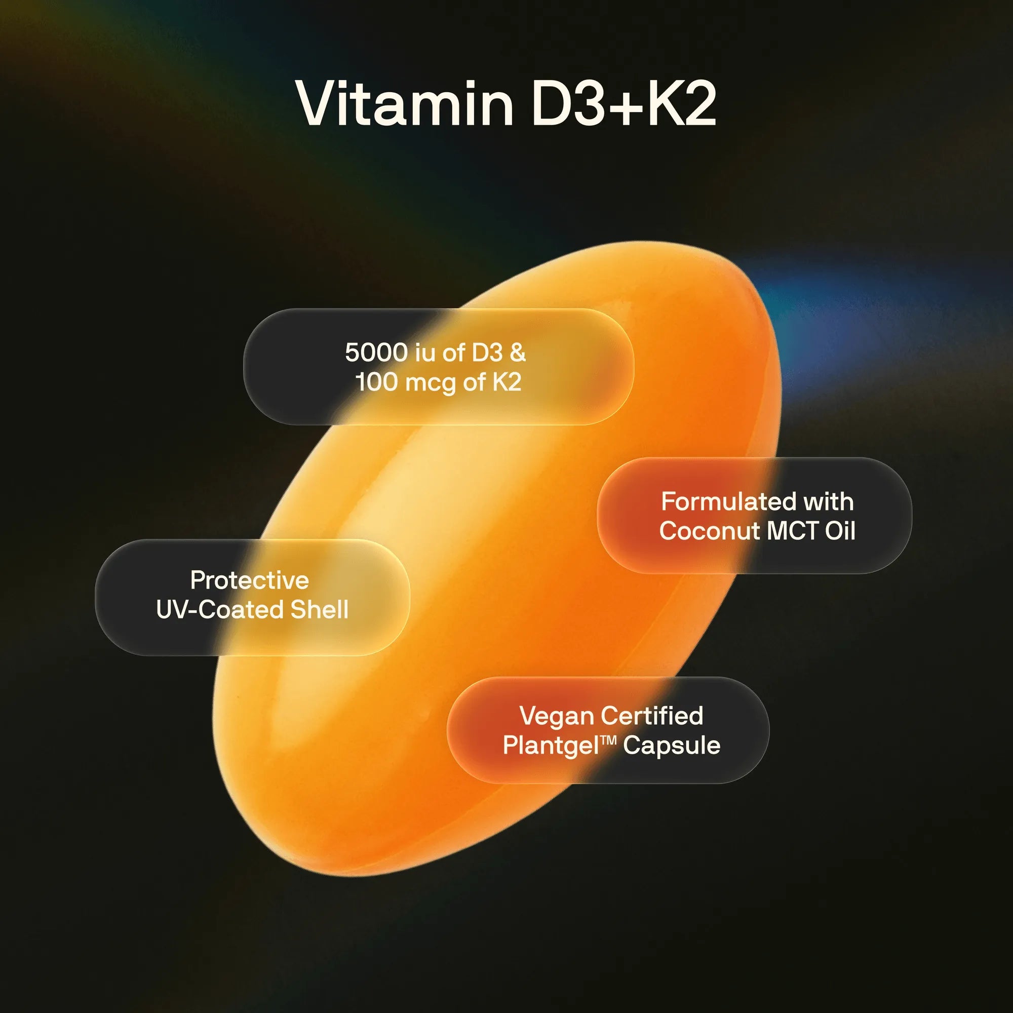 125 MCG  (5000 IU)  D3 / 100 MCG K2 / 60 Plantgel™ Capsules