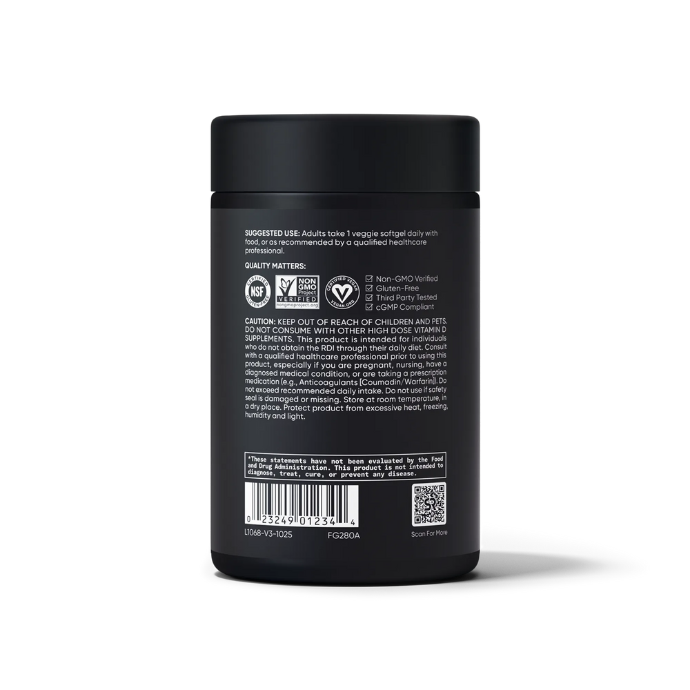 125 MCG  (5000 IU)  D3 / 100 MCG K2 / 60 Plantgel™ Capsules