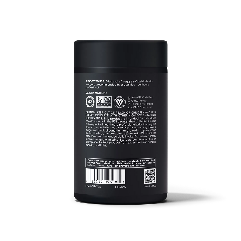 125 MCG  (5000 IU)  D3 / 100 MCG K2 / 60 Plantgel™ Capsules