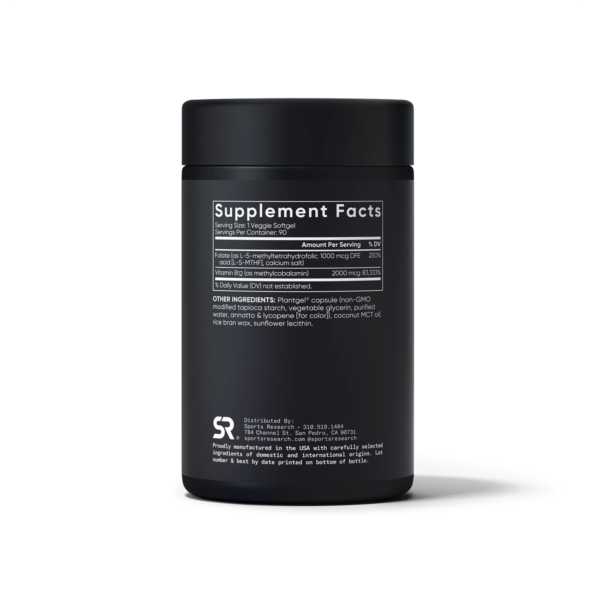 1000 MCG FOLATE + 2000 MCG B12 / 90 Veggie Softgels