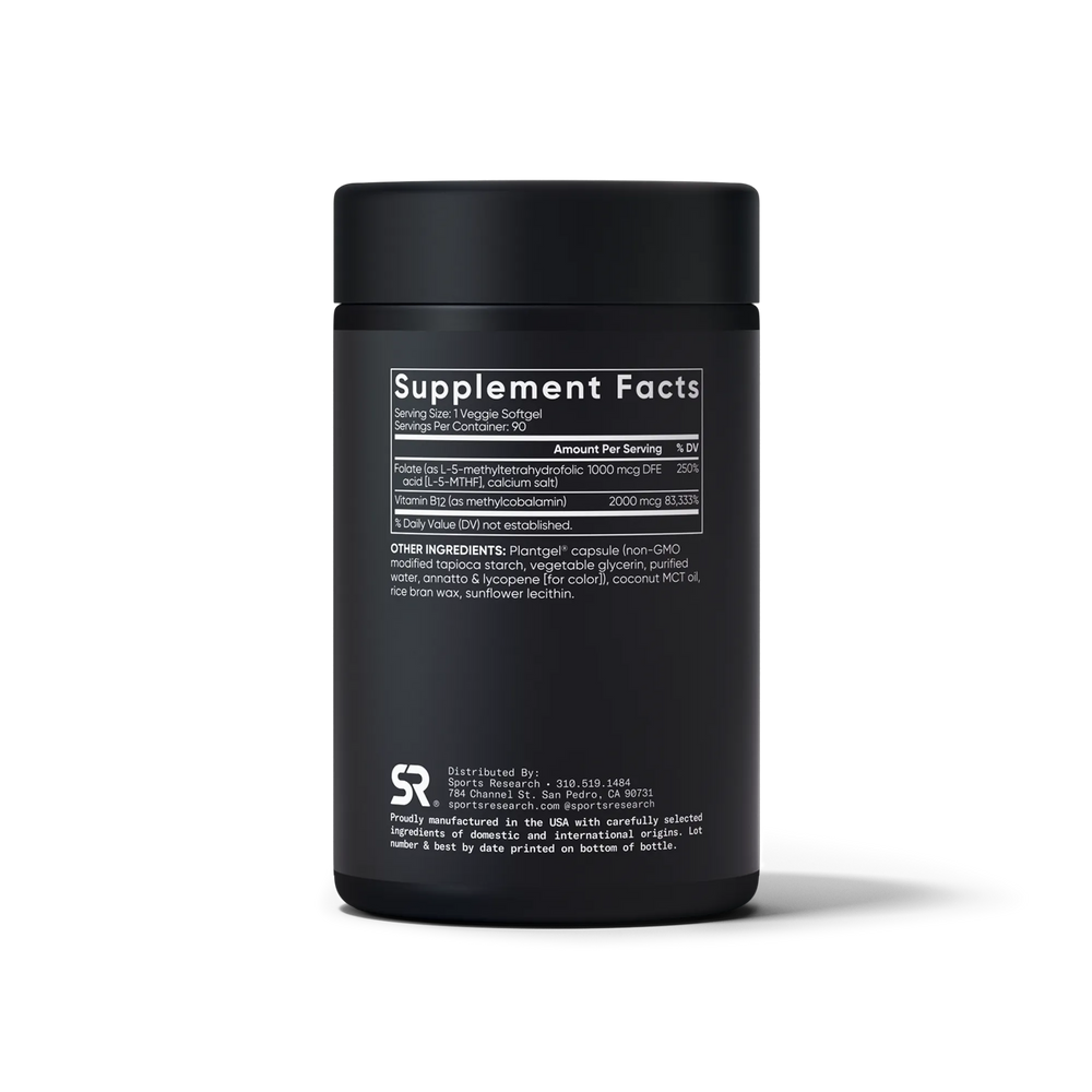 1000 MCG FOLATE + 2000 MCG B12 / 90 Veggie Softgels